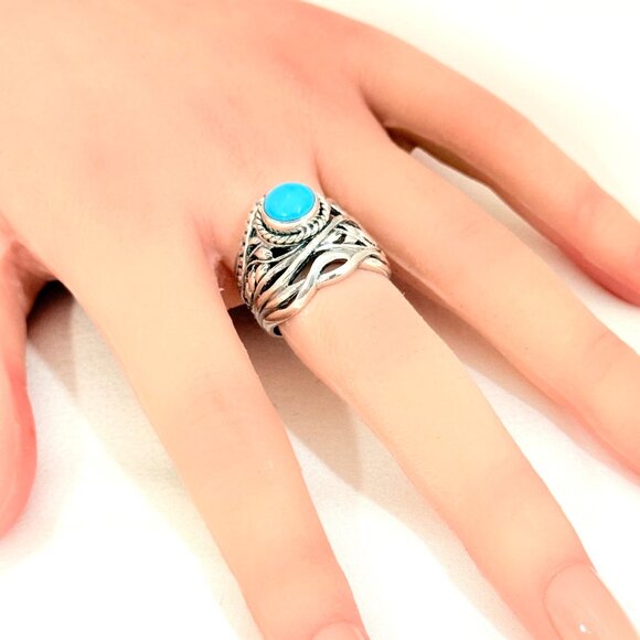 Bali Sleeping Beauty Turquoise and Sterling Silver Ring - NWT - Picture 4 of 10